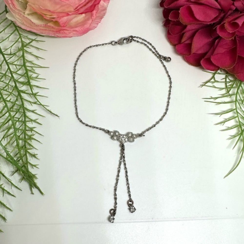 VINTAGE⚜️Adjustable Crystal Flower Chain Bracelet Or Anklet